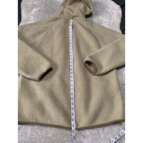 J Crew Jacket Nordic Sherpa Fleece Polartec Hooded Beige Tan Mens Size XL - Picture 8 of 8